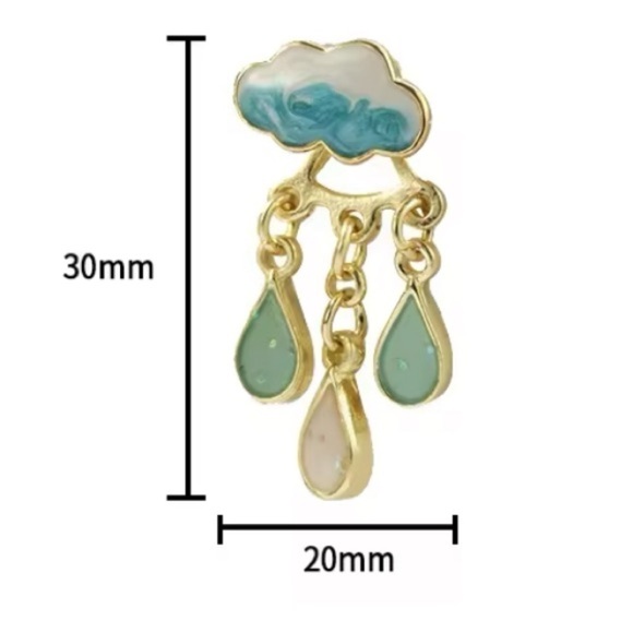 14K Gold Plated 2 Piece Pink Rain Cloud With Gemstone Drop Stud Earrings - Picture 4 of 4